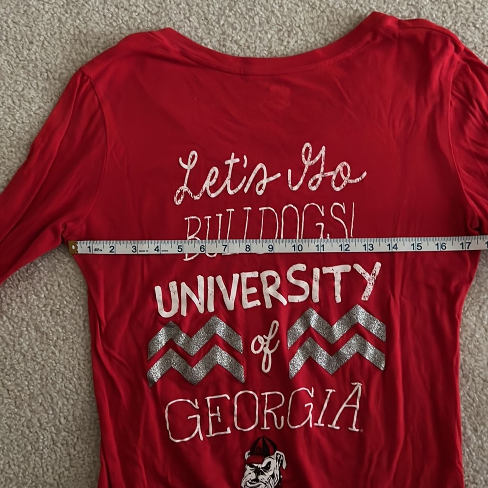 Red UGA long sleeve Bulldog shirt - Picture 5 of 5